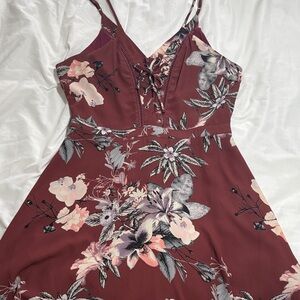 Floral Burgundy Dress